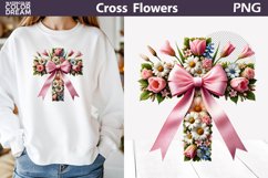 Cross Flowers Clipart | Easter Cross Sublimation Product Image 1