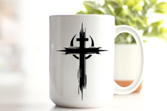 Brush Stroke Cross with Moon SVG | Boho Faith Tattoo Design Product Image 2