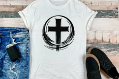 Brush Circle Cross SVG | Minimalist Faith Shirt Design Product Image 2