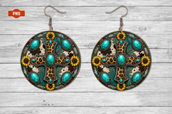 Cross Round Earrings Png Sublimation Product Image 1