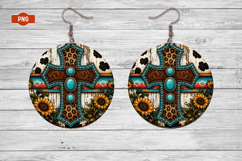Cross Round Earrings Png Sublimation Product Image 1