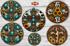 Cross Round Earrings Png Sublimation Product Image 1