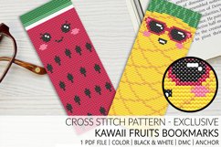 Cross Stitch pattern bookmarks kawaii fruit watermelon pineapple ananas 1