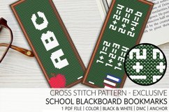 cross stitch pattern bookmarks school blackboard books apple 1
