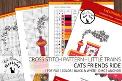 cross stitch pattern little train cats friends ride 2