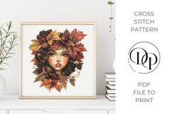 Autumn Girl Cross Stitch Pattern Product Image 1