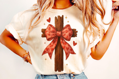 Cross Valentine's Day PNG, Love Like Jesus PNG, Coquette Bow Product Image 1