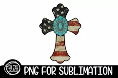 CROSS - Vintage Flag - Turquoise - PNG Sublimation Product Image 2