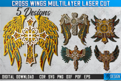 Cross Wings Multilayer Laser Cut Bundle, 3D Layered Mandala Product Image 1