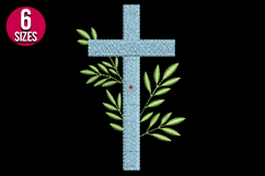 Cross with Leaves Machine Embroidery Design | Christian Art Product Image 2