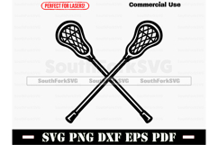 Crossed Lacrosse Sticks SVG PNG DXF EPS PDF Product Image 1