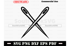 Crossed Sewing Needles SVG PNG DXF EPS PDF Product Image 1