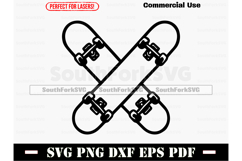 Crossed Skateboards SVG PNG DXF EPS PDF Product Image 1