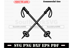 Crossed Ski Poles SVG PNG DXF EPS PDF Product Image 1