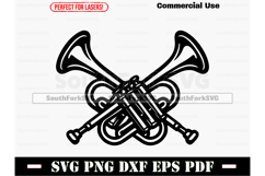 Crossed Trumpets SVG PNG DXF EPS PDF Product Image 1