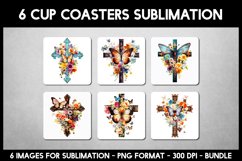 Christian Cross with flowers sublimation I Cup Coasters Product Image 1