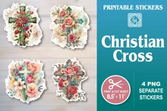 Christian Cross. Print & Cut Stickers PNG Product Image 1