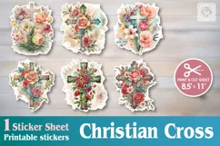 Christian Cross. Print & Cut Stickers PNG Product Image 1
