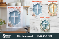 Easter cross kitchen towel | Christian kitchen towel PNG Product Image 4