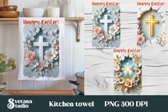 Easter cross kitchen towel | Christian kitchen towel PNG Product Image 1