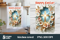 Easter cross kitchen towel | Christian kitchen towel design Product Image 1