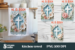 Easter cross kitchen towel | Christian kitchen towel PNG Product Image 1