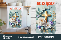 Easter cross kitchen towel | Christian kitchen towel design Product Image 1