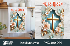 Easter cross kitchen towel | Christian kitchen towel design Product Image 1