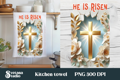 Easter cross kitchen towel | Christian kitchen towel design Product Image 1