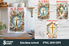 Easter cross kitchen towel | Christian kitchen towel PNG Product Image 1