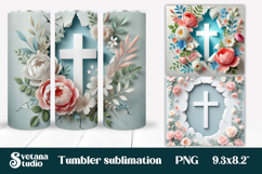 Christian religious tumbler with cross sublimation design Product Image 1