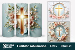 Christian religious tumbler with cross sublimation design Product Image 1
