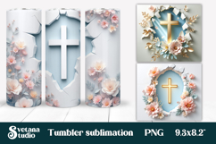 Christian religious tumbler with cross sublimation design Product Image 1