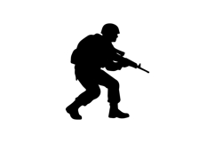 Crouching Soldier Silhouette Illustration Design Product Image 1