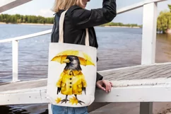 Black Crow with Umbrella Cute Autumn Sublimation | Rainy Day Product Image 2