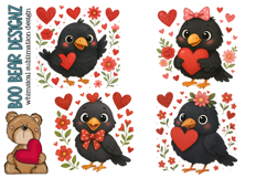 Valentines' day Crow Clipart Product Image 1