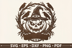Crow &amp; Pumpkin Halloween Sign SVG Design Product Image 1