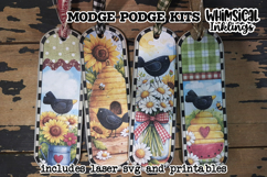 Crow and Flowers Bookmarks Modge Podge SVG's and Printables Product Image 1
