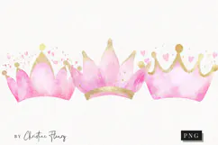 Pink Watercolor Crown - Tooth Fairy PNG Product Image 1