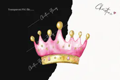 Pink Watercolor Crown - Tooth Fairy PNG Product Image 2