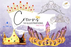 Watercolor Crowns Clipart | Watercolor Princesses Clipart Product Image 1