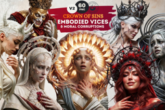 Crown of Sins Embodied Vices Clipart for Journals and POD Product Image 1