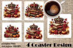 Crowned by Stories Coaster Design, fantasy pumpkin PNG Product Image 1