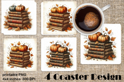 Square coasters PNG| Fantasy, Pumpkin &amp; Antique Books | Fall Product Image 1