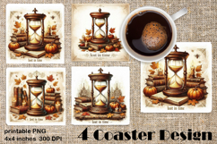 Square coasters PNG| Fantasy, Pumpkin &amp; Antique Books | Fall Product Image 1