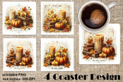 Square coasters PNG| Fantasy, Pumpkin &amp; Antique Books | Fall Product Image 1