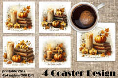 Square coasters PNG| Fantasy, Pumpkin &amp; Antique Books | Fall Product Image 1