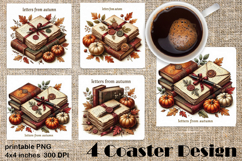 Square coasters PNG| Fantasy, Pumpkin &amp; Antique Books | Fall Product Image 1
