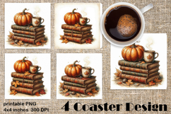 Square coasters PNG| Fantasy, Pumpkin &amp; Antique Books | Fall Product Image 1