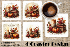 Square coasters PNG| Fantasy, Pumpkin &amp; Antique Books | Fall Product Image 1